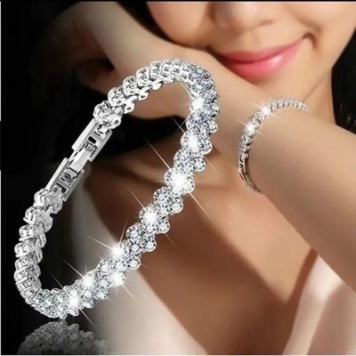 Shining Diva Alloy Crystal Silver Bracelet