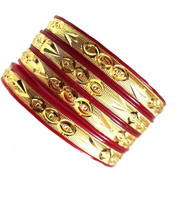 ZUMKA Brass Gold-plated Bangle Set(Pack of 4)