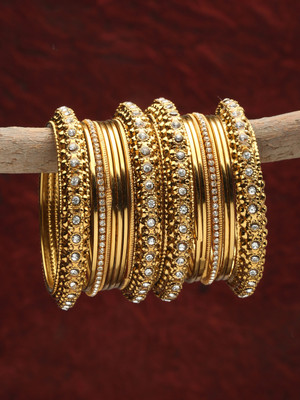 Shining Diva Alloy Gold-plated Bangle(Pack of 18)