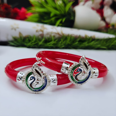The Velvet Box Silver Bangle Set(Pack of 2)