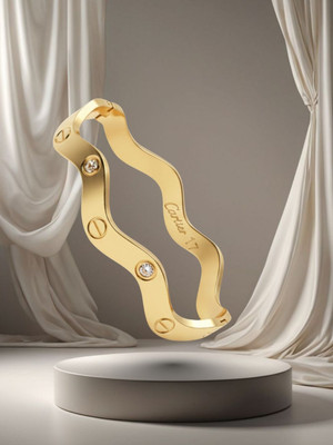 KIVORA Alloy Cubic Zirconia Gold-plated Kada