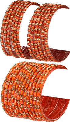 AFAST Glass Crystal Enamel Bangle Set(Pack of 10)