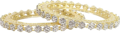 SGN FASHION Metal Cubic Zirconia Gold-plated Kada(Pack of 2)