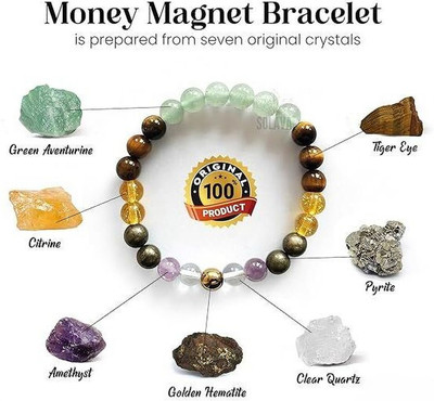 DVISHA Pyrite, Stone, Amethyst, Tiger's Eye, Clear Quartz Beads, Crystal Bracelet