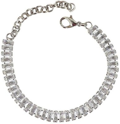 Honbon Alloy Cubic Zirconia, Crystal, Rhinestone Silver Bracelet