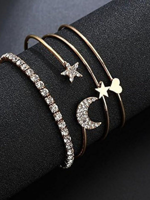 Dressberry Alloy Cubic Zirconia Gold-plated Cuff(Pack of 4)