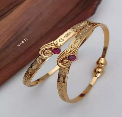 SUBH IMPEX Brass, Copper Cubic Zirconia Gold-plated Bangle(Pack of 2)