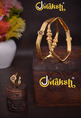 KHOKHARIYA Brass Gold-plated Bangle Set(Pack of 3)