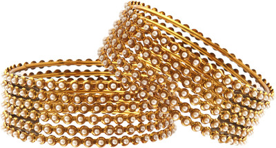 Terraband Alloy Pearl Bangle Set(Pack of 12)