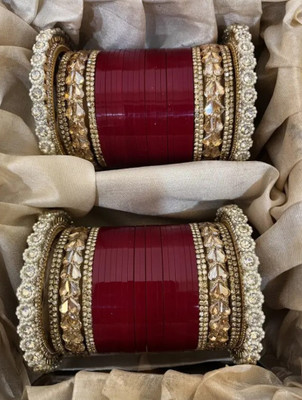 Malhari Metal, Plastic Cubic Zirconia, Crystal Chudas(Pack of 2)