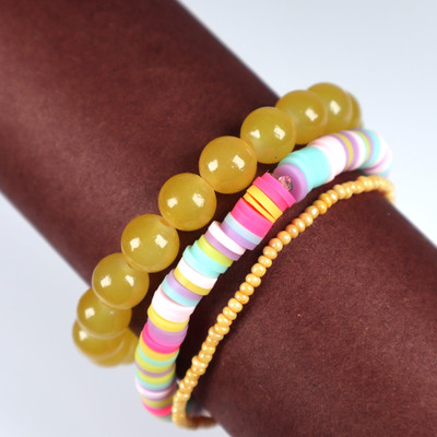 Threads & Beads Crystal, Glass, Plastic Bracelet Set(Pack of 3)