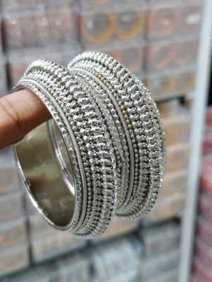 Gyaan Jewels Brass Silver Bangle(Pack of 2)