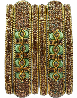 GLIKA Metal Beads Gold-plated Bangle Set(Pack of 6)