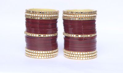 Valya Plastic Garnet Bangle Set(Pack of 10)