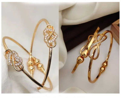 brado jewellery Brass Diamond Gold-plated Bangle Set(Pack of 2)