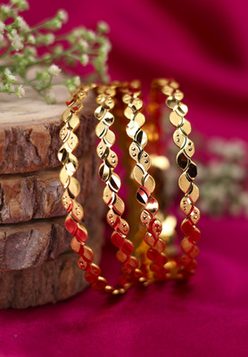 Swarnaari Brass Gold-plated Bangle Set(Pack of 2)