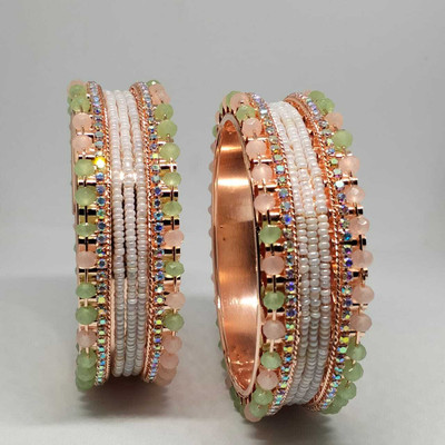 Singh Brother Alloy Cubic Zirconia Silver Bangle Set(Pack of 2)
