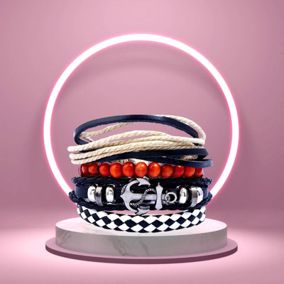 University Trendz Leather Bracelet Set(Pack of 4)