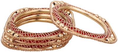 CHARMING JEWELS Brass Cubic Zirconia Gold-plated Bangle Set(Pack of 4)