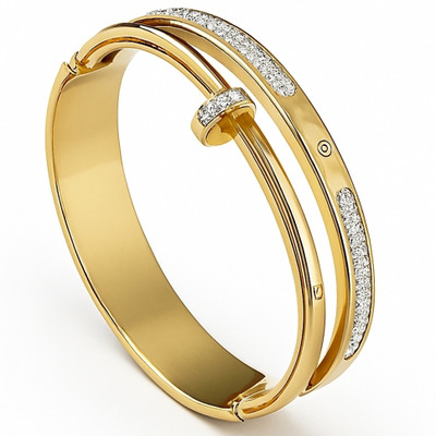 NPS Stainless Steel Diamond Gold-plated Bracelet