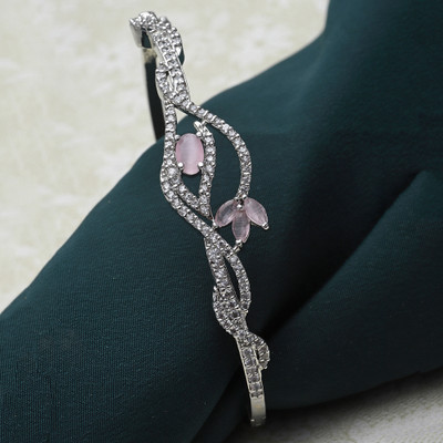ZENEME Brass Cubic Zirconia Rhodium Bracelet