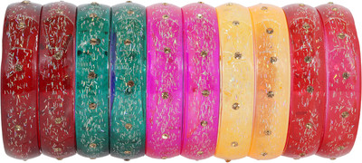 ZULKA Glass Zircon Bangle Set(Pack of 10)