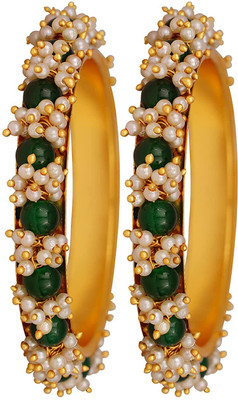 JFL Jewellery for Less Glass Gold-plated Bangle Set(Pack of 2)