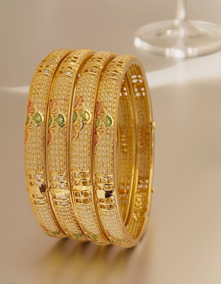 Jewels Kafe Brass Gold-plated Bangle Set(Pack of 4)