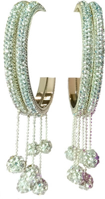 Ruhi Lac Crystal Brass Bangle Set(Pack of 4)
