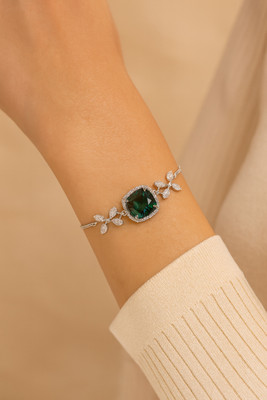 la fille d'or Brass Cubic Zirconia Silver Bracelet