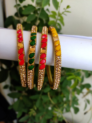 AryanStylus Glass Beads Bangle Set(Pack of 4)