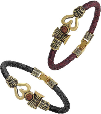 vs unique collections Leather Bracelet Set(Pack of 2)
