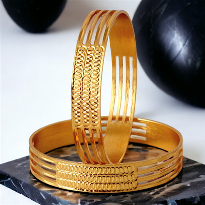 LUCKY JEWELLLERY Copper Gold-plated Bangle Set(Pack of 2)