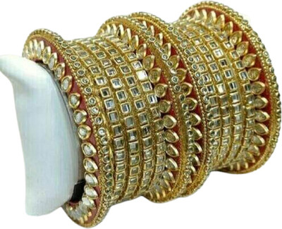 JSRS CREATIONS Metal Gold-plated Bangle Set(Pack of 2)
