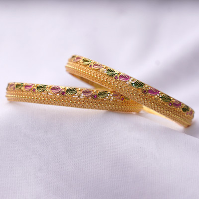 Arhanam Brass Gold-plated Bangle Set(Pack of 2)