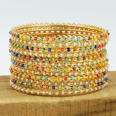 Goldfish Brass Gold-plated Bangle Set(Pack of 10)
