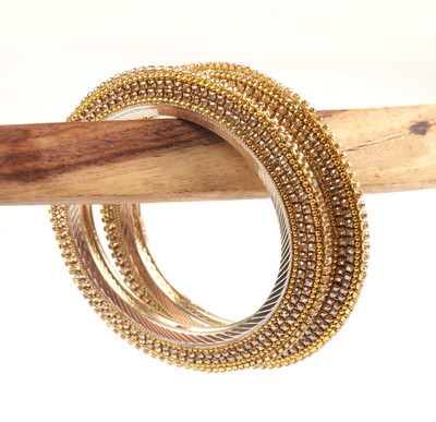 SAAD Brass Cubic Zirconia Brass Bangle Set(Pack of 2)