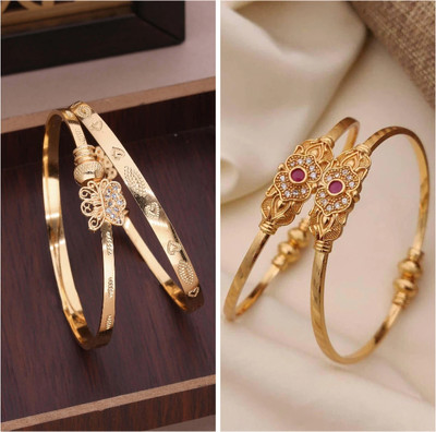 Sangria Brass Gold-plated Bangle Set(Pack of 2)
