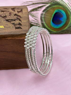 Amritiy Brass Silver Bangle Set(Pack of 4)