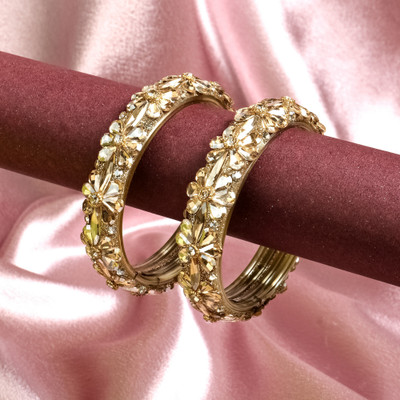 HEENAZ Glass Zircon Bangle Set(Pack of 2)