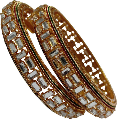 KAMAAKSHI FASHION COLLECTIONS Brass, Alloy Cubic Zirconia Gold-plated Bangle Set(Pack of 2)
