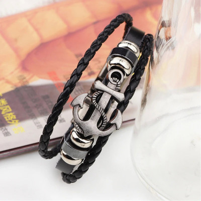 Fashion Frill Leather Silver Bracelet