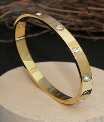 Ruhi Collection Stainless Steel Cubic Zirconia Titanium Bangle