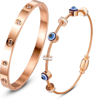 Dressberry Metal, Brass, Stone, Alloy, Evil Eye, Stainless Steel Cubic Zirconia, Diamond, Zircon Titanium, Gold-plated, Platinum, Sterling Silver Kada(Pack of 2)