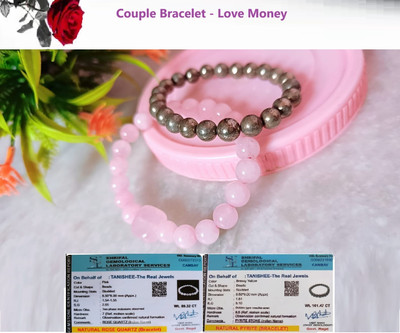 Tanishee- The Real Jewels Pyrite, Rose Quartz Crystal Bracelet(Pack of 2)