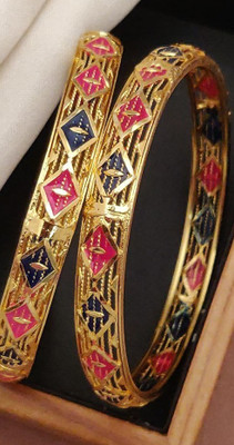 NIrjaaFashion Brass Gold-plated Bangle Set(Pack of 2)