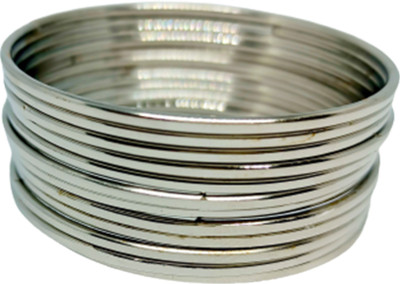 NAVMAV Metal Silver Bangle Set(Pack of 12)