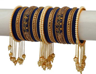 ZINEKA Metal Pearl Gold-plated Bangle Set(Pack of 42)