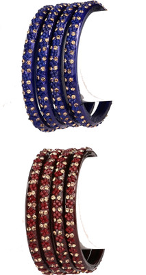 1st Time Glass Beads, Crystal Enamel Bangle Set(Pack of 8)