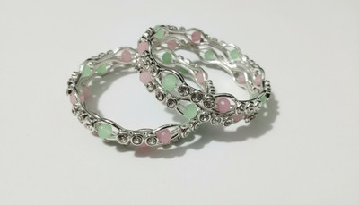 Sandeepsj Alloy Beads Silver Bangle Set(Pack of 4)